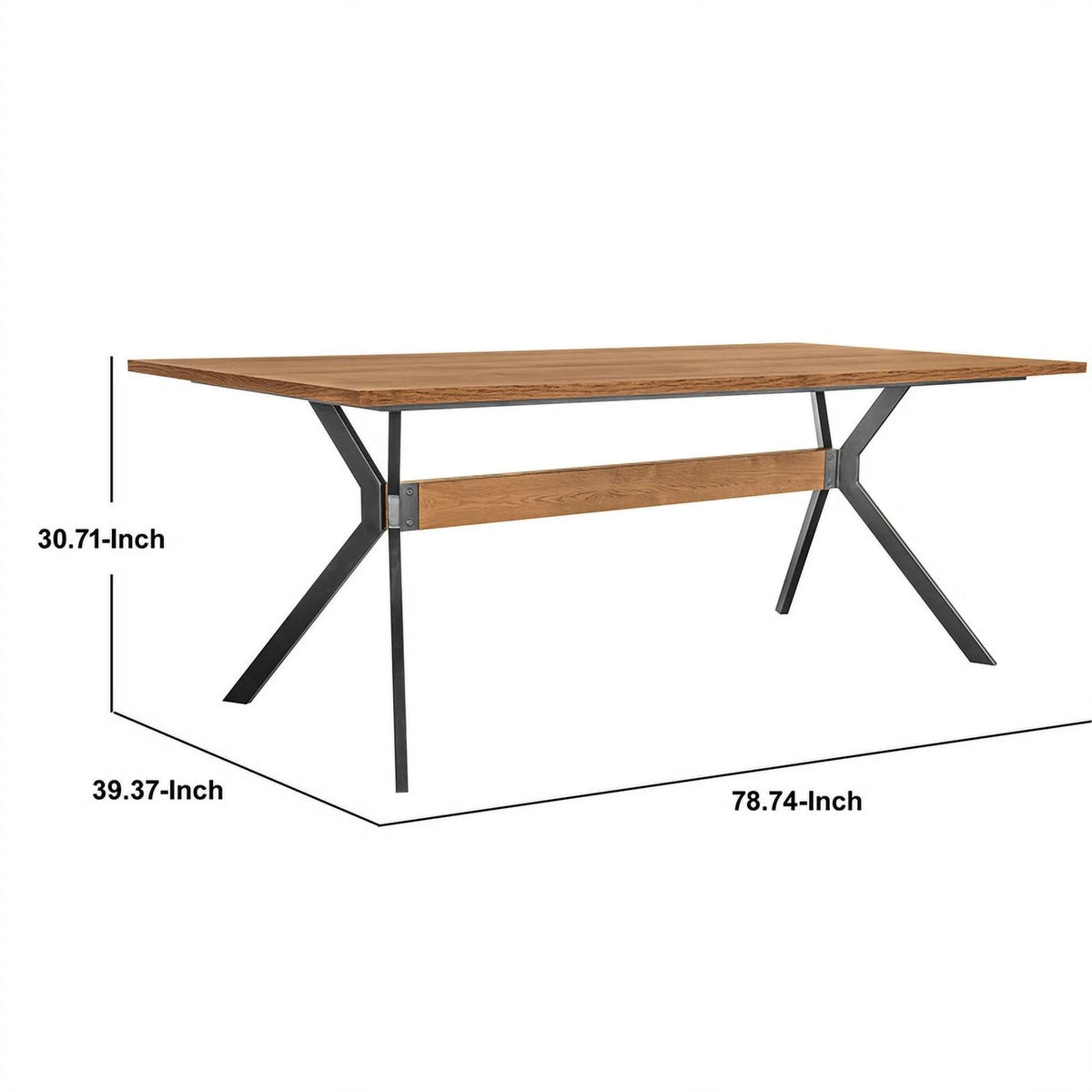 79 Inch Rectangular Wooden Dining Table with Trestle Base Z30765