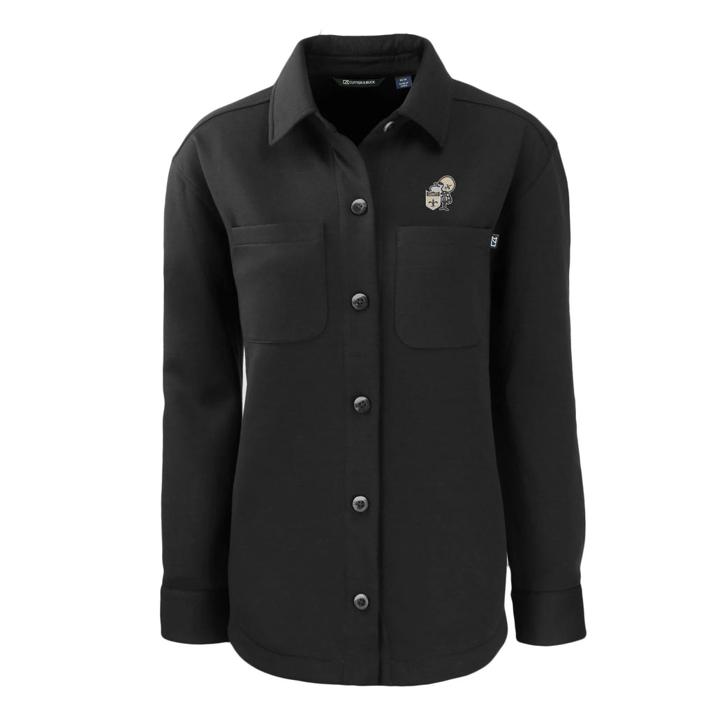 Women's Black Eco Knit Full-Snap Shacket T223