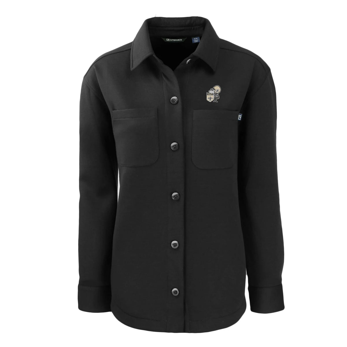 Women's Black Eco Knit Full-Snap Shacket T223
