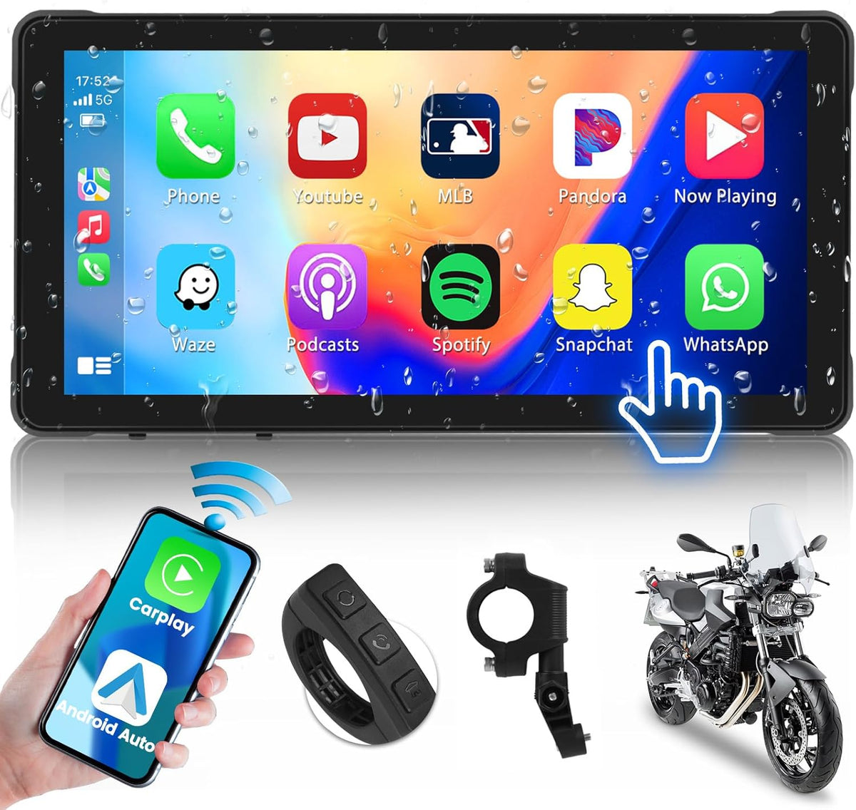 5.5'' Portable Wireless Car Play Screen with Dual Bluetooth B4546