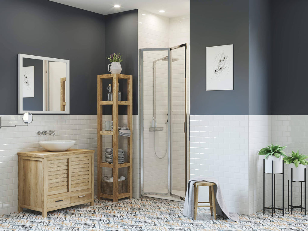 Framed Bi-Fold Double Hinge Shower Door in Clear Glass O41766