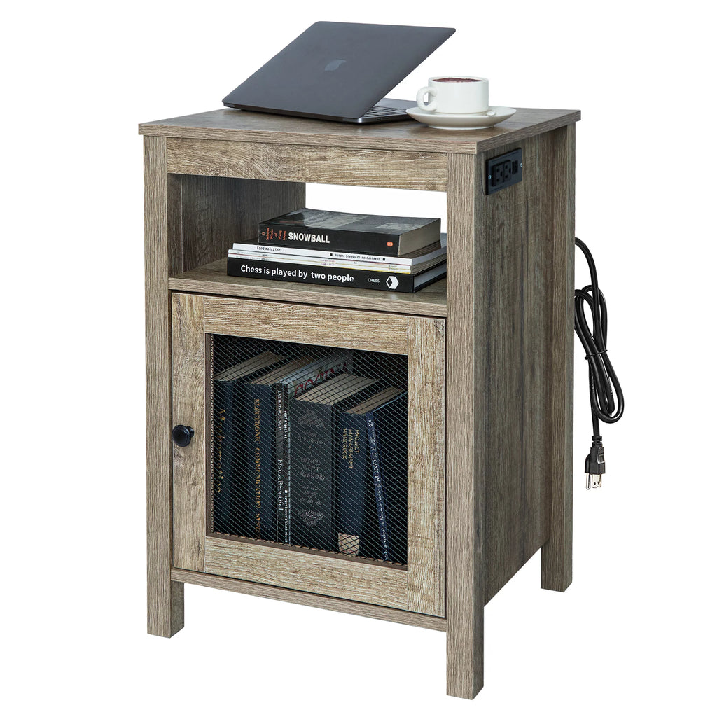 Wood End Table with USB Ports & Power Outlets B3225