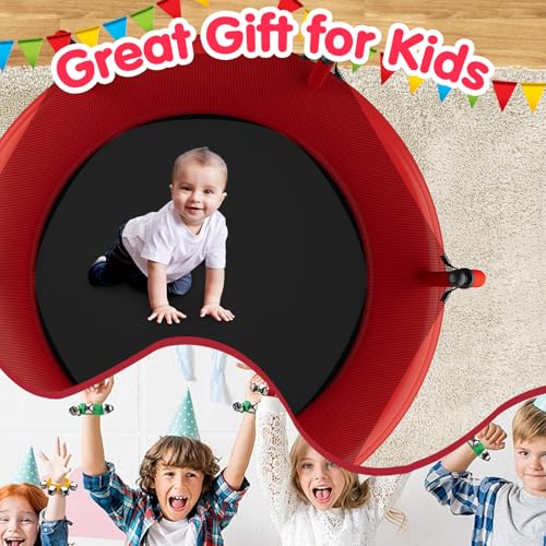 55" Toddler Trampoline with Safety Enclosure Net, Basketball Hoop C871