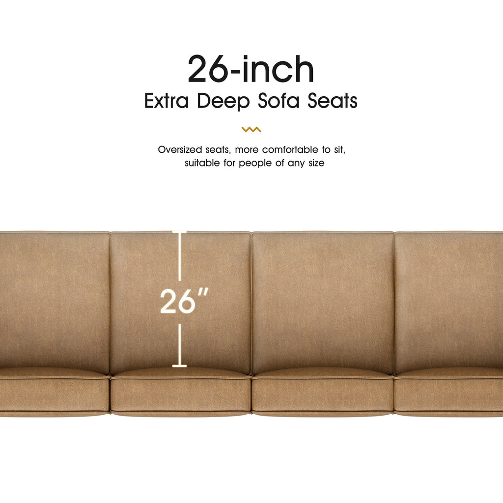 Caramel Brown U Shaped 7 Seaters Convertible Sectional Sofa Couch with Ottoman E2307