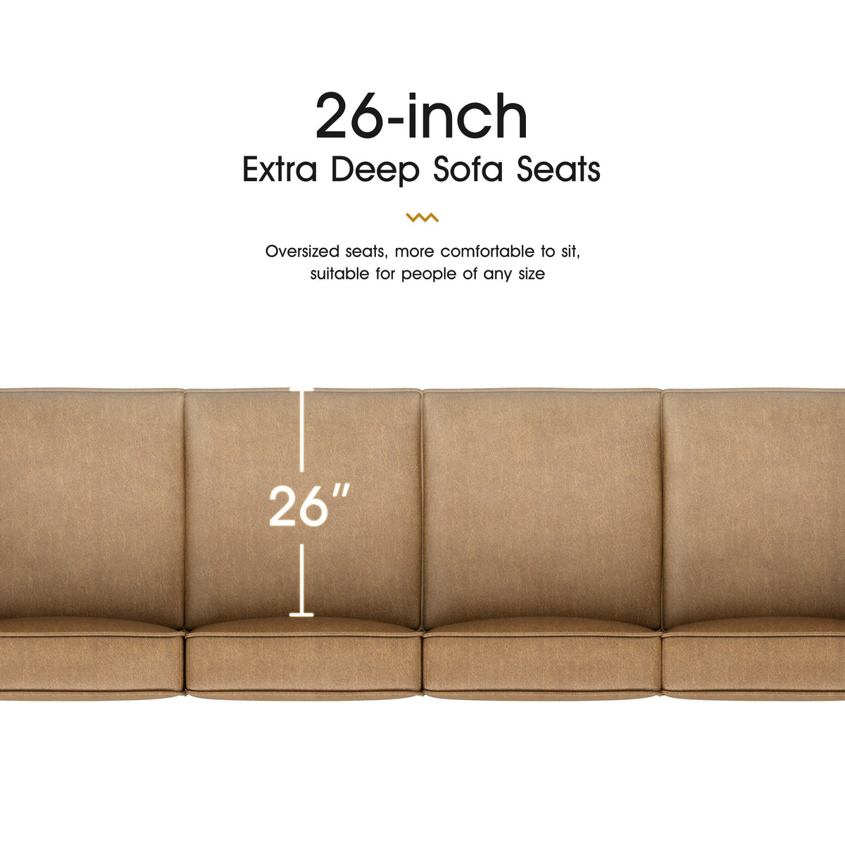 Caramel Brown U Shaped 7 Seaters Convertible Sectional Sofa Couch with Ottoman E2307