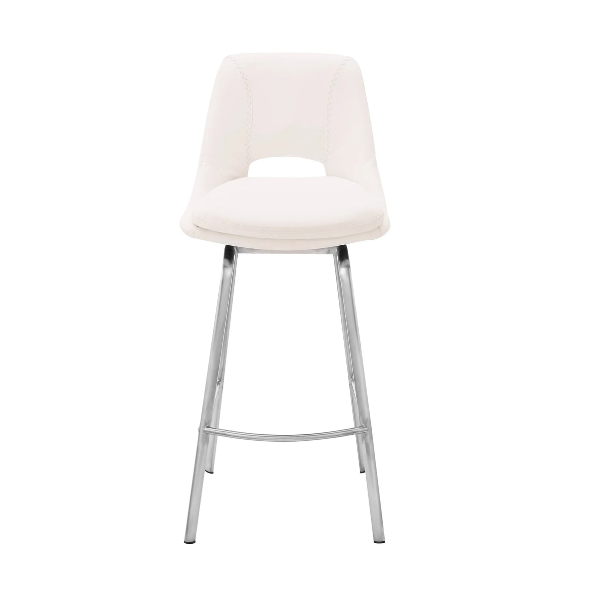 White/Steel Faux Leather Swivel Counter Stool W732268