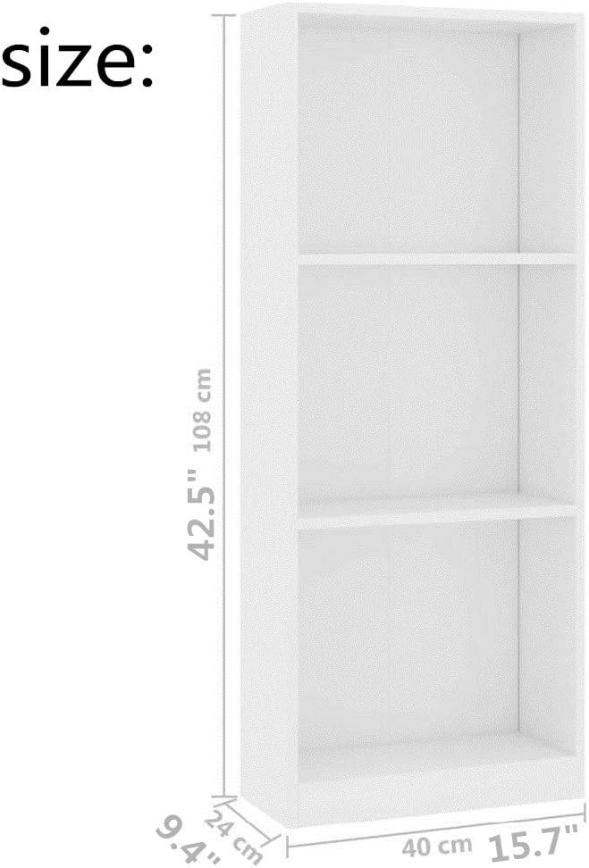 3-Tier White Chipboard Bookcase S101