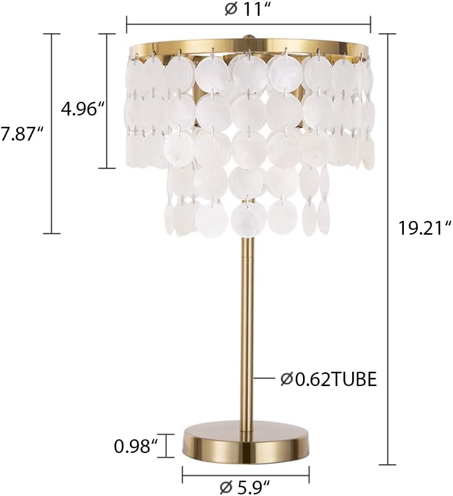 Natural Capiz Shell Table Lamp with Brass Polished Lampshade E5502
