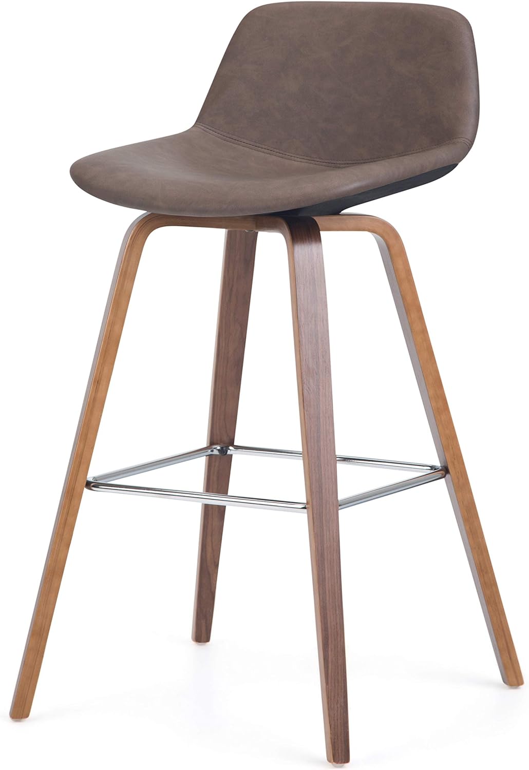 Distressed Chocolate Brown Vegan Faux Leather Bentwood Counter Height Stool Set Of 2 S8598