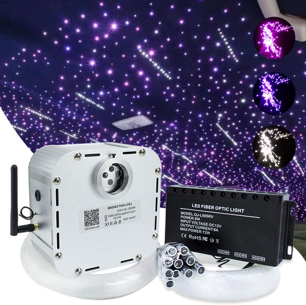 Bluetooth Controlled Twinkle LED Remote RGB 4-Speed Fiber Optic Star Ceiling Kit F2826