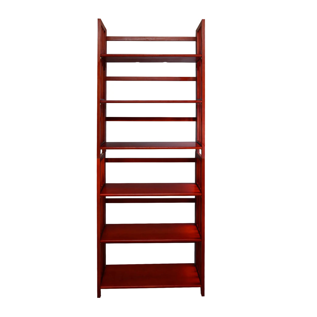 3-Shelf Folding Stackable Bookcase, Mahogany F405