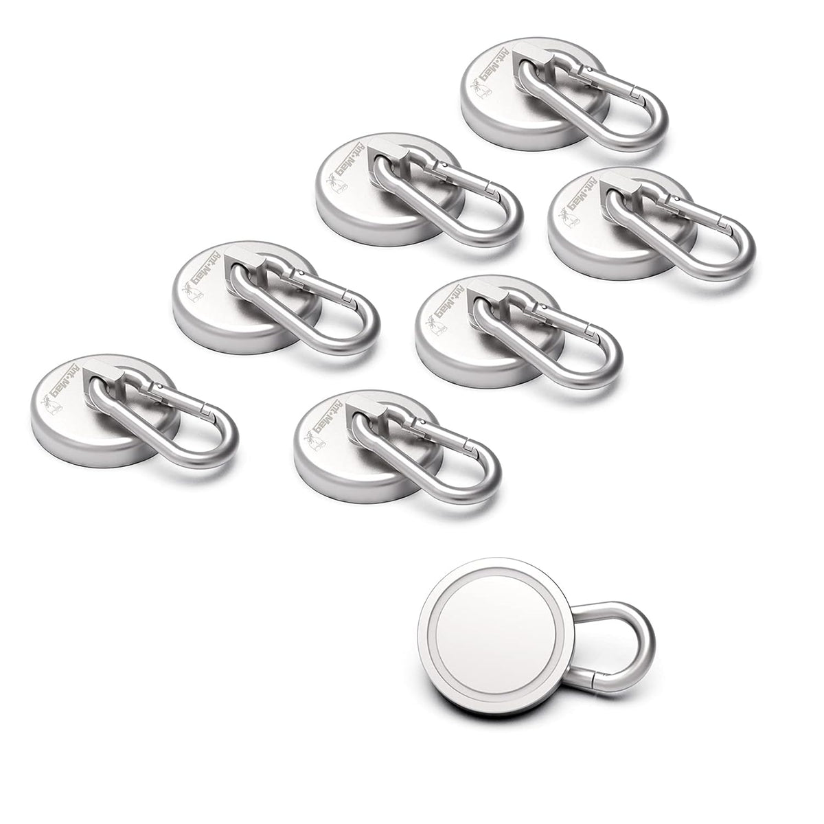 Magnetic Hooks with Carabiner Hook, 8 Pack Black D406063