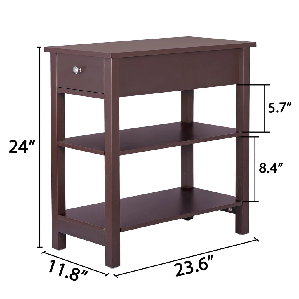 Set of 2 3-Tier Brown Side Table X324345