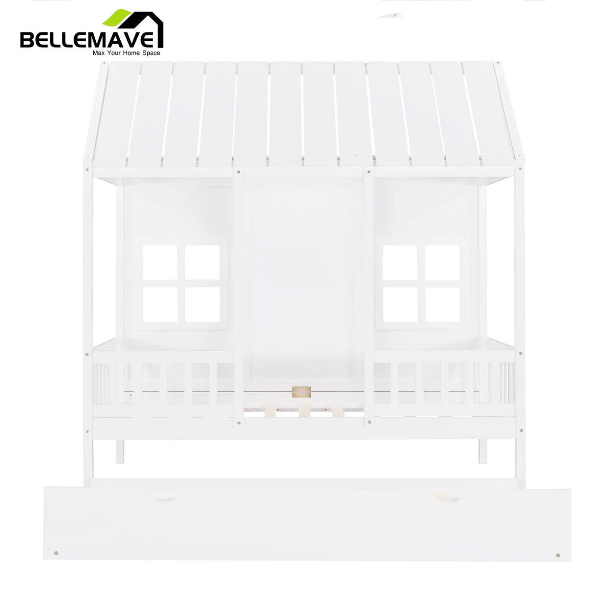 White Twin Size Wood House Daybed with Trundle G864587