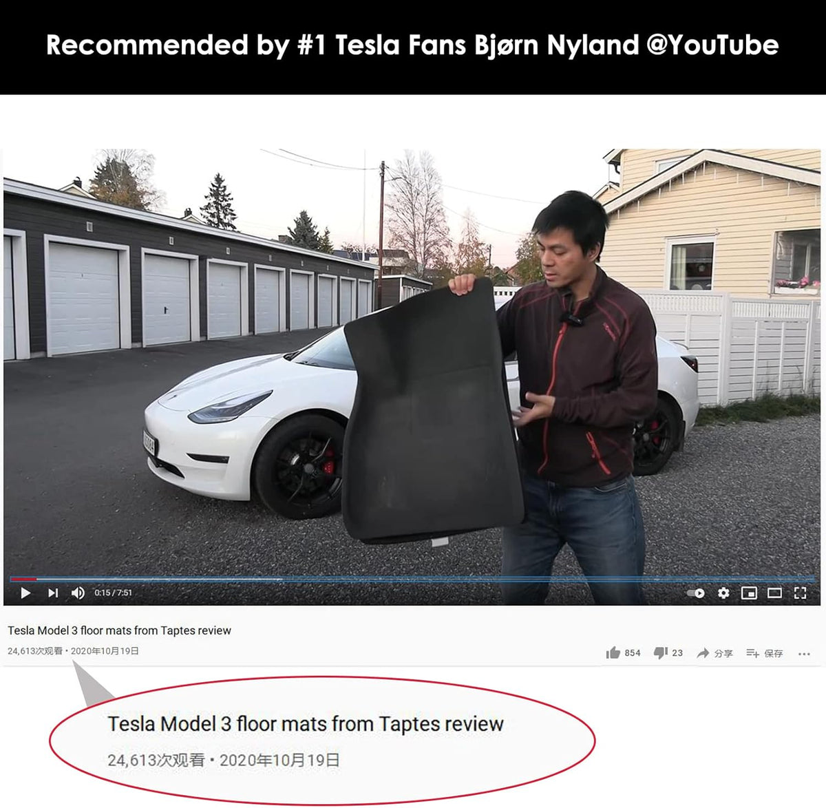 Floor Mats for Tesla Model 3, All Weather Anti-Slip Waterproof Floor Liners, 3 Pieces/Set F70546