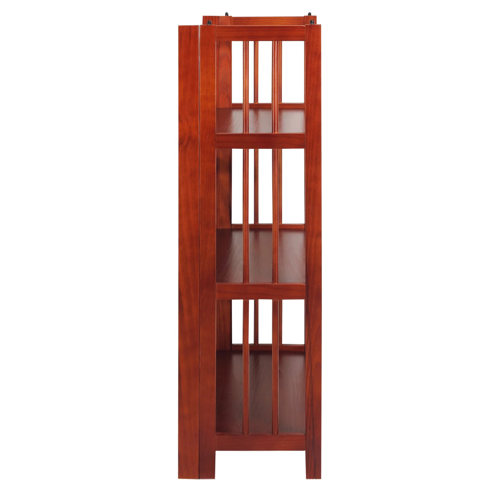 3-Shelf Folding Stackable Bookcase, Mahogany F405