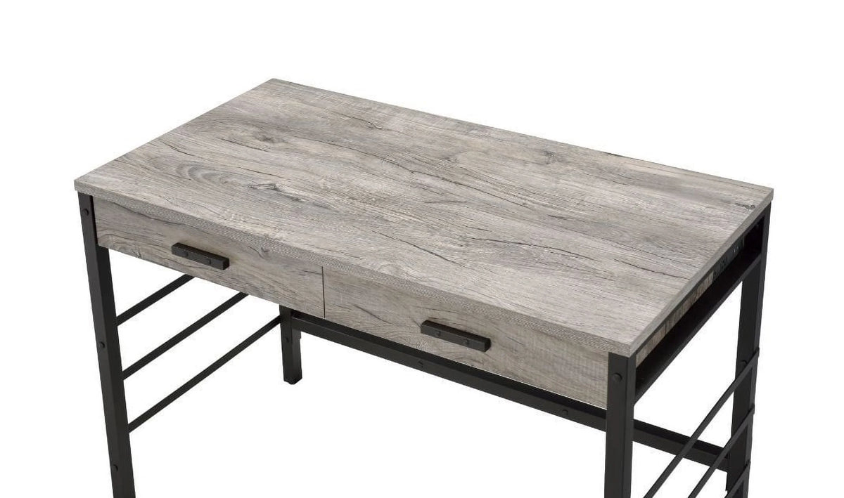 Light Weathered Oak Black Writing Desk S6031