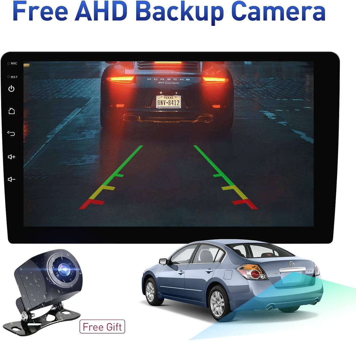 Car Radio Navigation Stereo with Carplay Android Auto Bluetooth FM AM RDS AHD Rear View Camera F508234