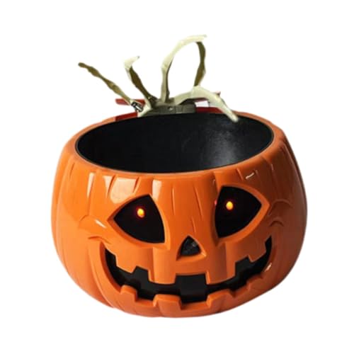 Animated Pumpkin Candy Bowl with Skeleton Hand P12196