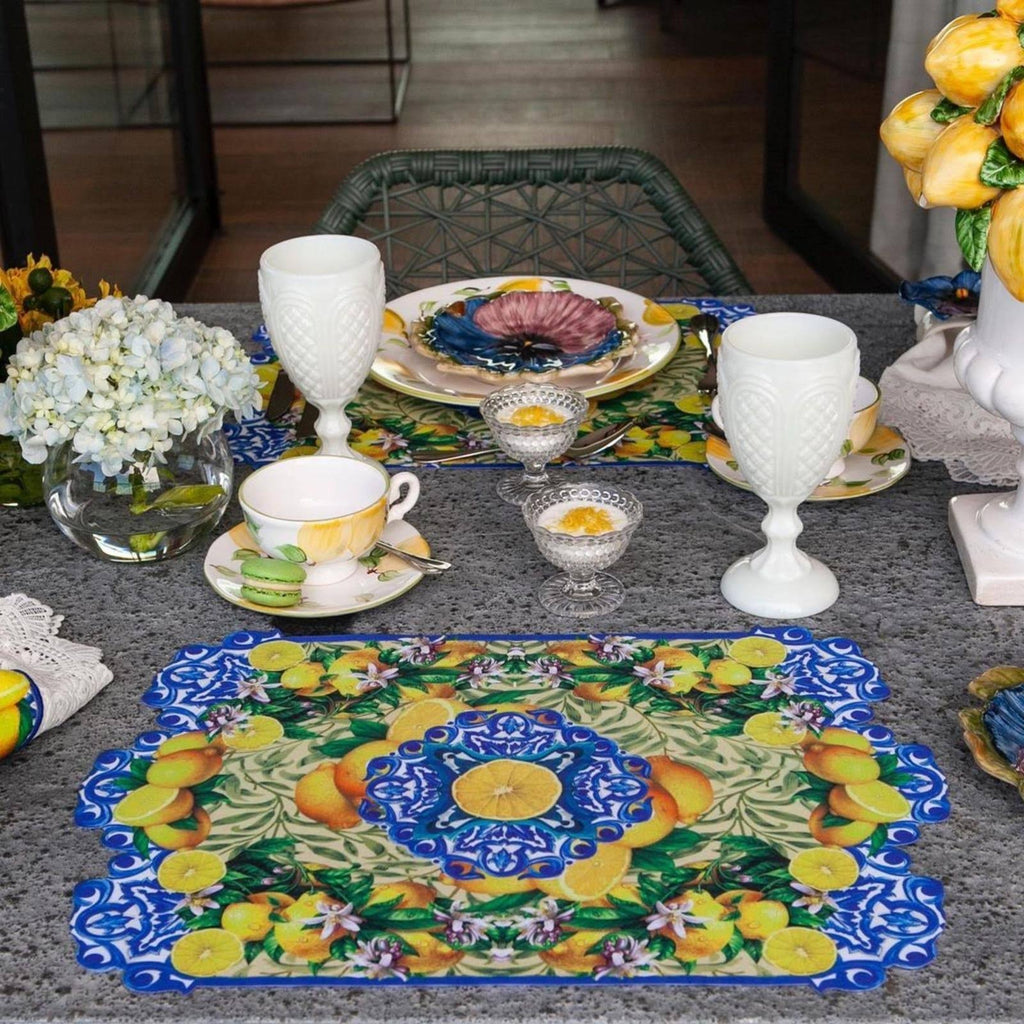 Blue & Yellow Round Polyester Placemat (Set of 2) R759