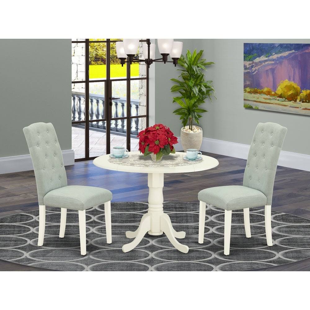 3 Piece Linen White Baby Blue Dinette Set K2967