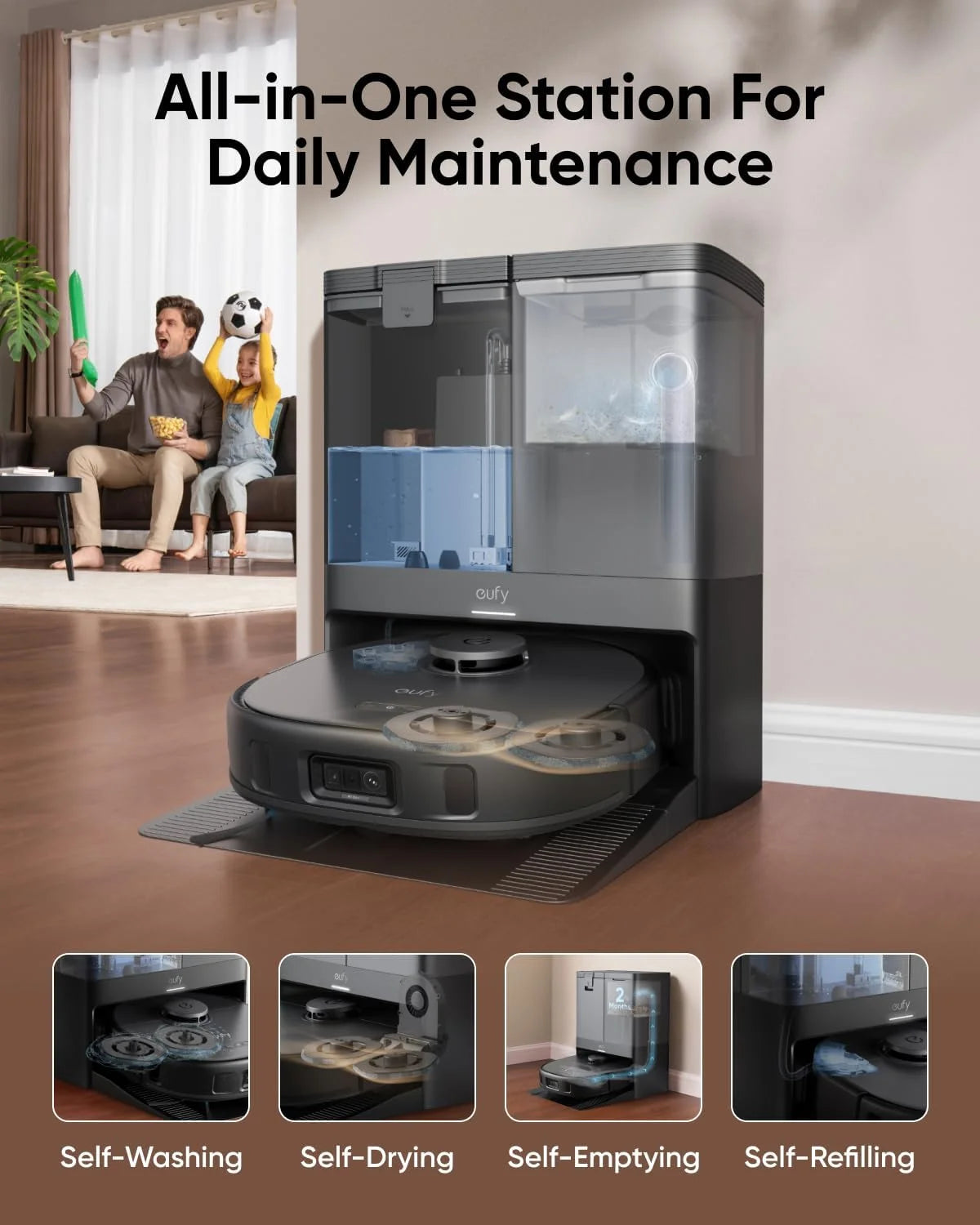 Robot Vacuum and Mop with 8,000 Pa Suction, Dual Mops with 12 mm Auto-Lift, AI Obstacle Avoidance I4144