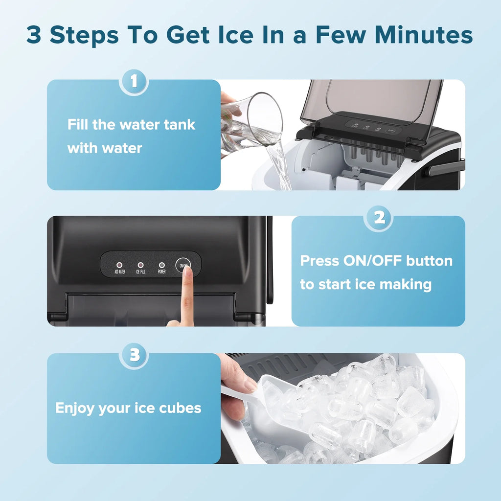 Portable Countertop Ice Maker 26lbs/24H Stainless Steel Black N457042