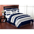 Navy Gray Stripe Bedding Set Twin 4pc U727
