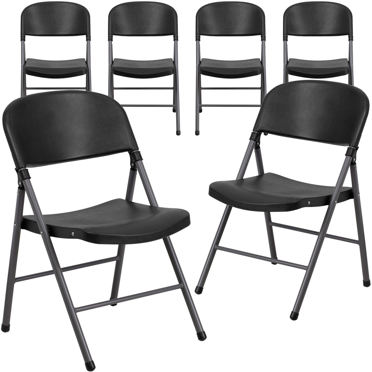 6 Pk 330 lb. Capacity Plastic Folding Chair Z890156