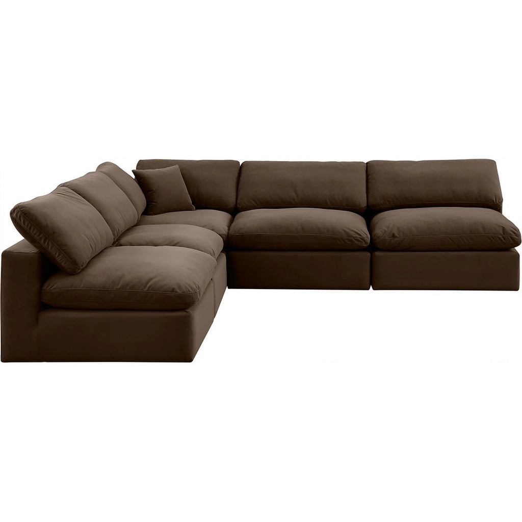 Brown Velvet Modular Sectional C718