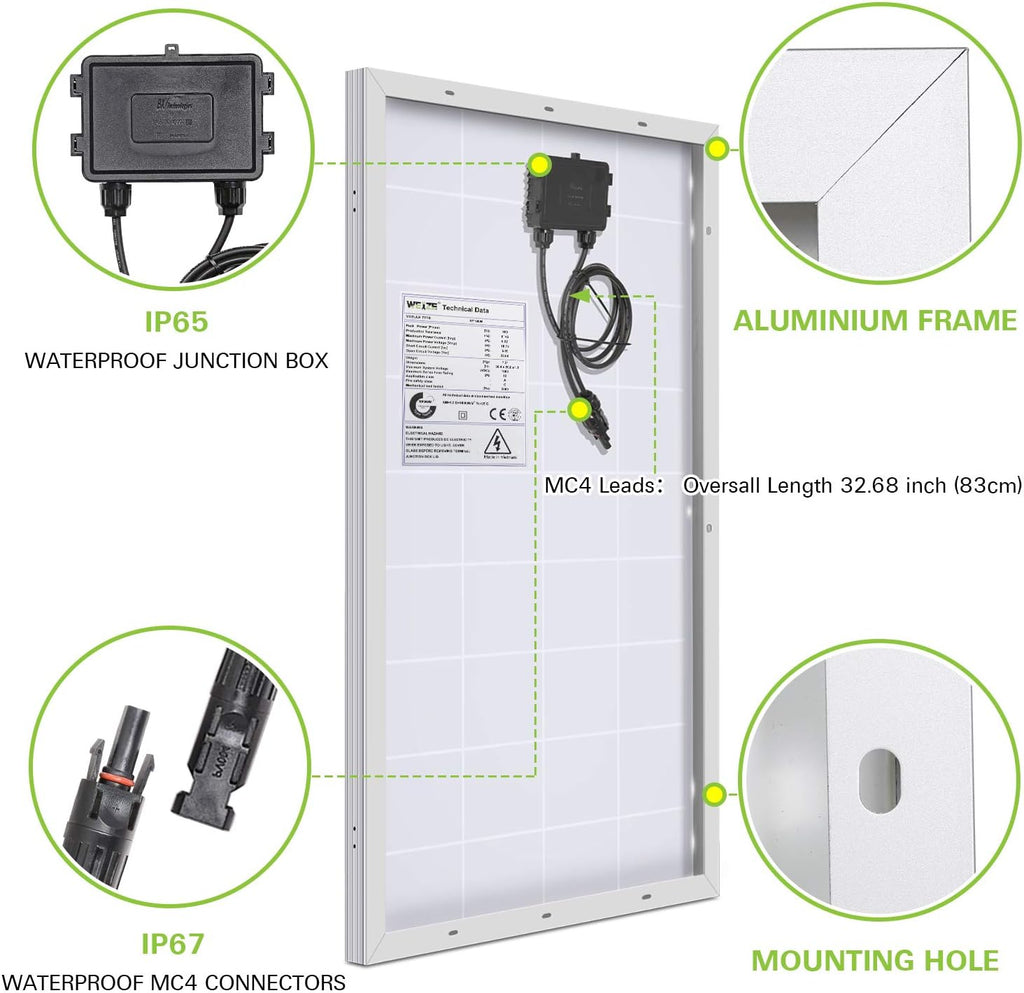 100 Watt 12 Volt Monocrystalline Solar Panel Starter Kit L76521