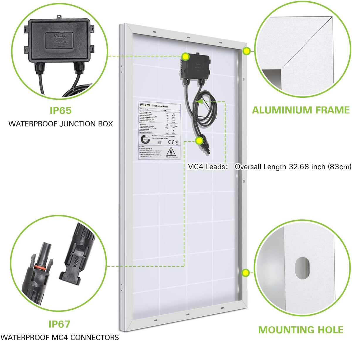 100 Watt 12 Volt Monocrystalline Solar Panel Starter Kit L76521