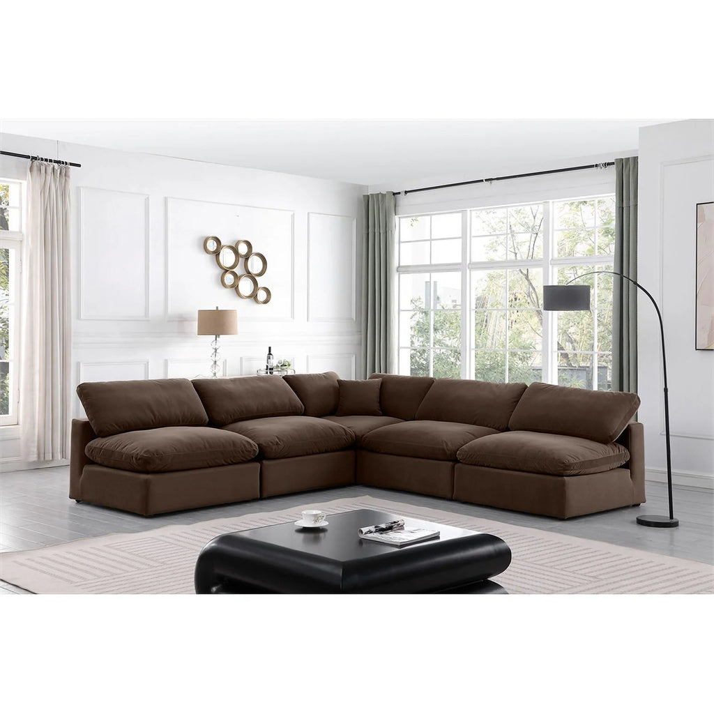 Brown Velvet Modular Sectional C718