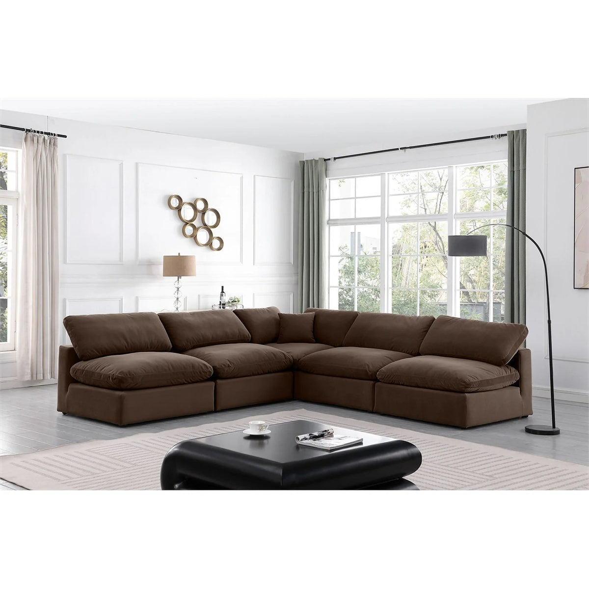 Brown Velvet Modular Sectional C718