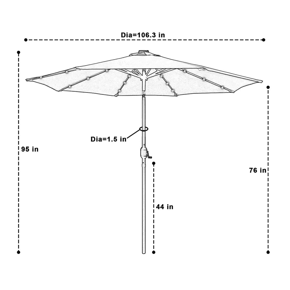9ft Solar LED Lighted Patio Umbrella with Crank and Tilt M199848