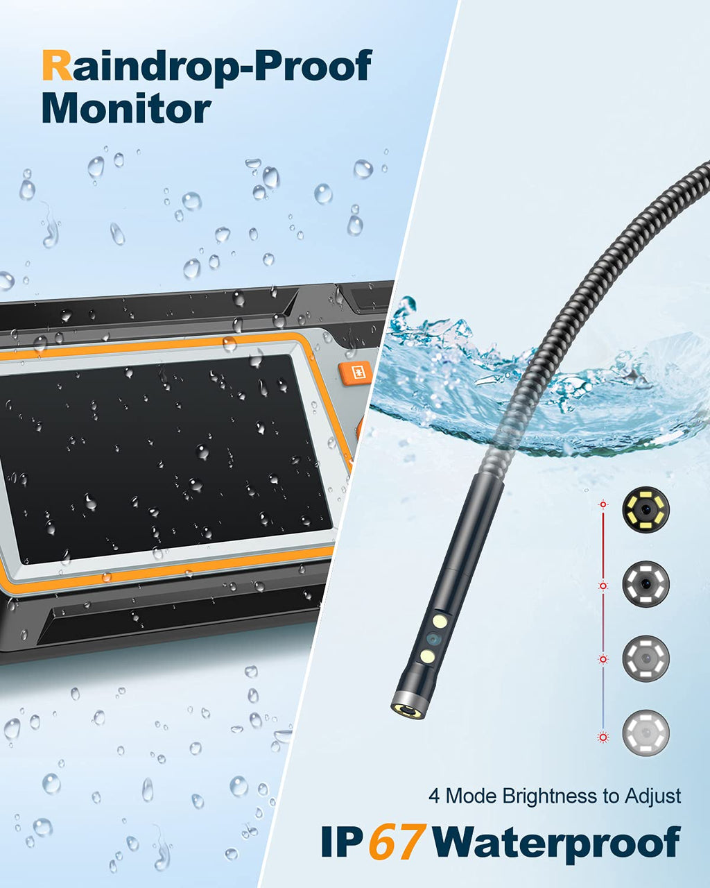Dual Lens 1080P HD Borescope Endoscope Camera with 4.3' IPS Screen U429