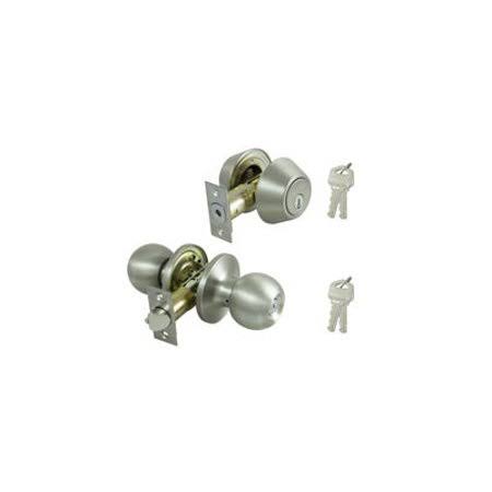 Stainless Steel Keyed Entry and Single Cylinder Deadbolt 6 Way Latch (Case of 2) S97215