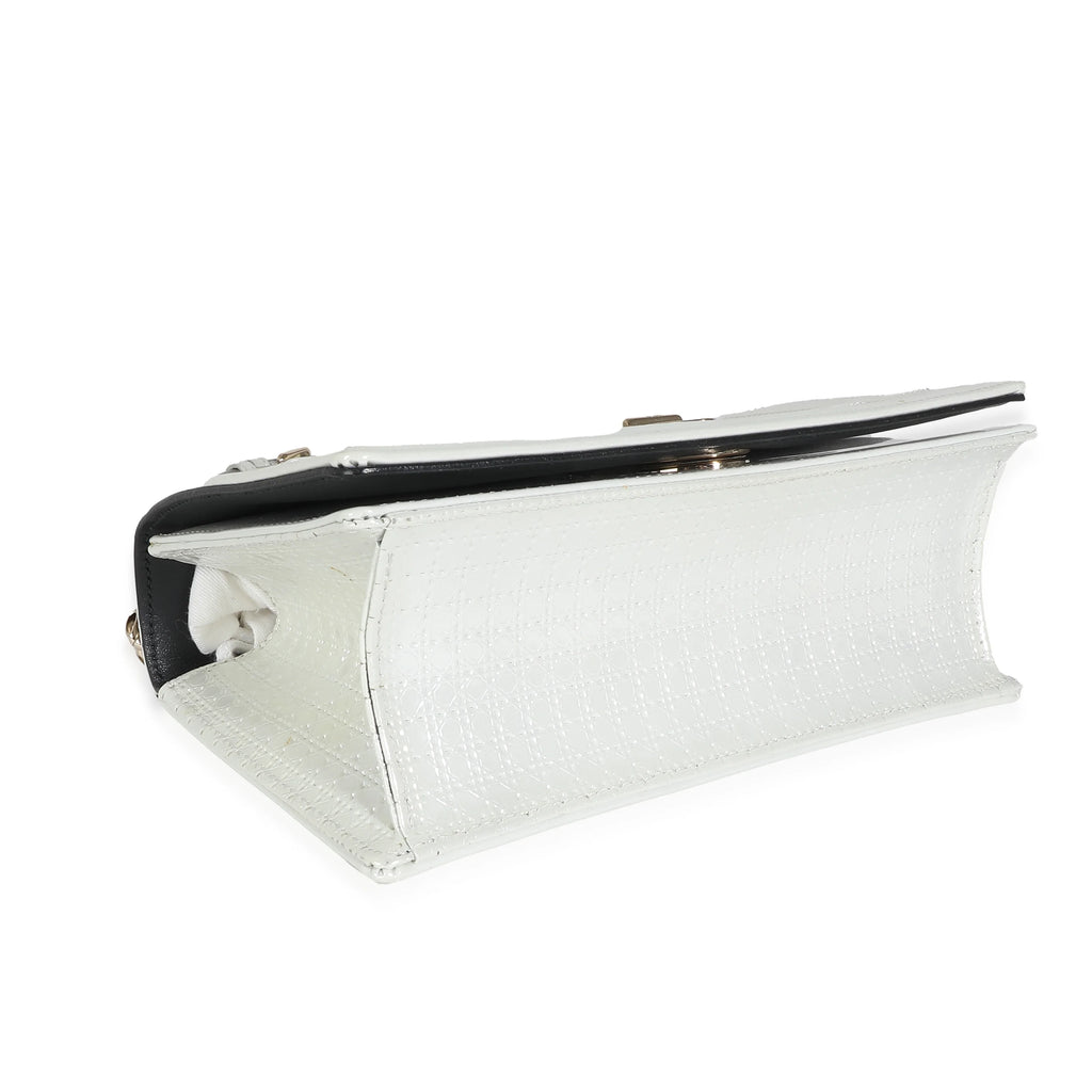 White Micro Cannage Patent Small Flap Bag R886952