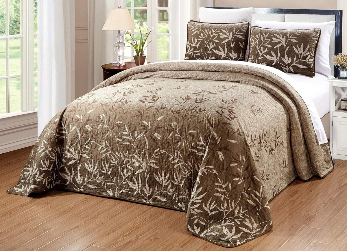 3-Piece Oversize Quilt Set Reversible Bedspread Coverlet Cal King Size N96909