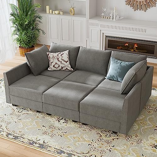 Aqua Blue Modular Sleeper Sectional Sofa with Storage M1044
