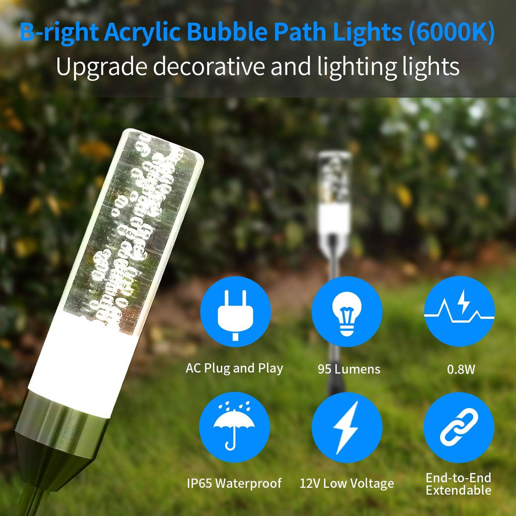 6 Pcs 4.8W LED Pathway Lights IP65 Waterproof Cool White 6000K M517321