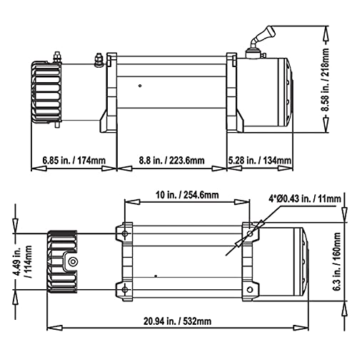 13500lb Waterproof Electric Synthetic Rope Winch with Hawse Fairlead N9023