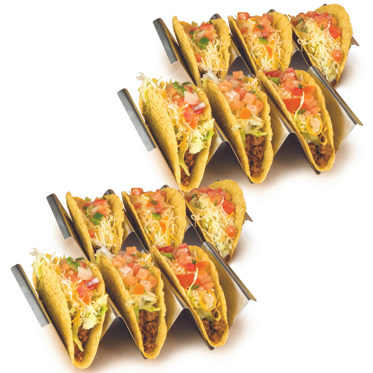 Stainless Steel 4-Piece Taco Holder Tray Set J1554