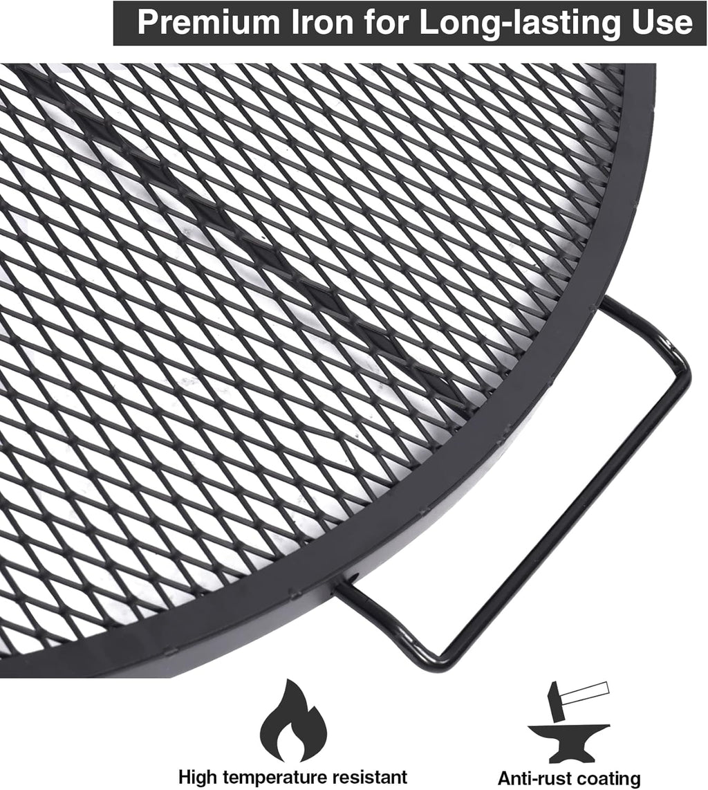 Black 30 Inch Heavy Duty Folding Round BBQ Grill Grate Y1569