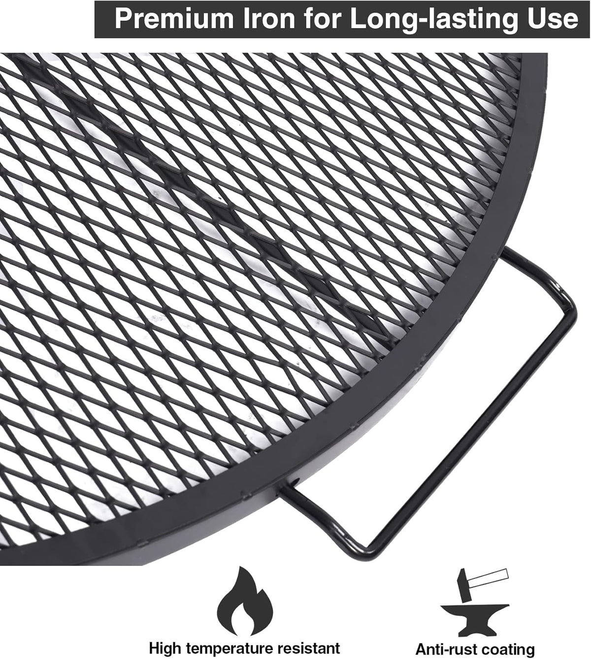 Black 30 Inch Heavy Duty Folding Round BBQ Grill Grate Y1569