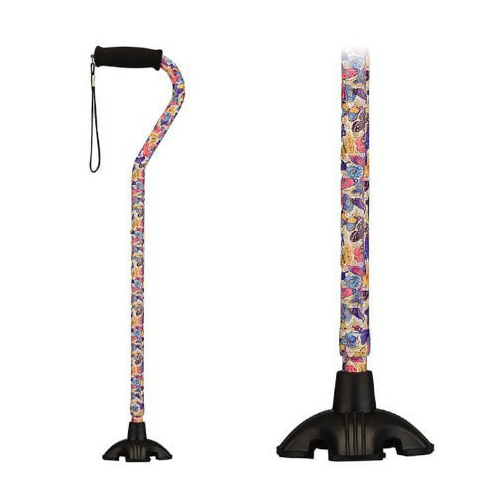 Walking Cane with All Terrain Rubber Quad Tip Base and Carrying Strap G153707