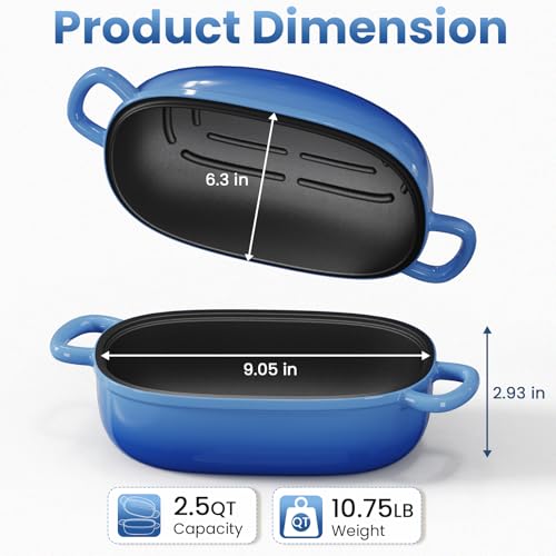 Blue Oval Cast Iron 2.5QT Dutch Oven with Lid U195050