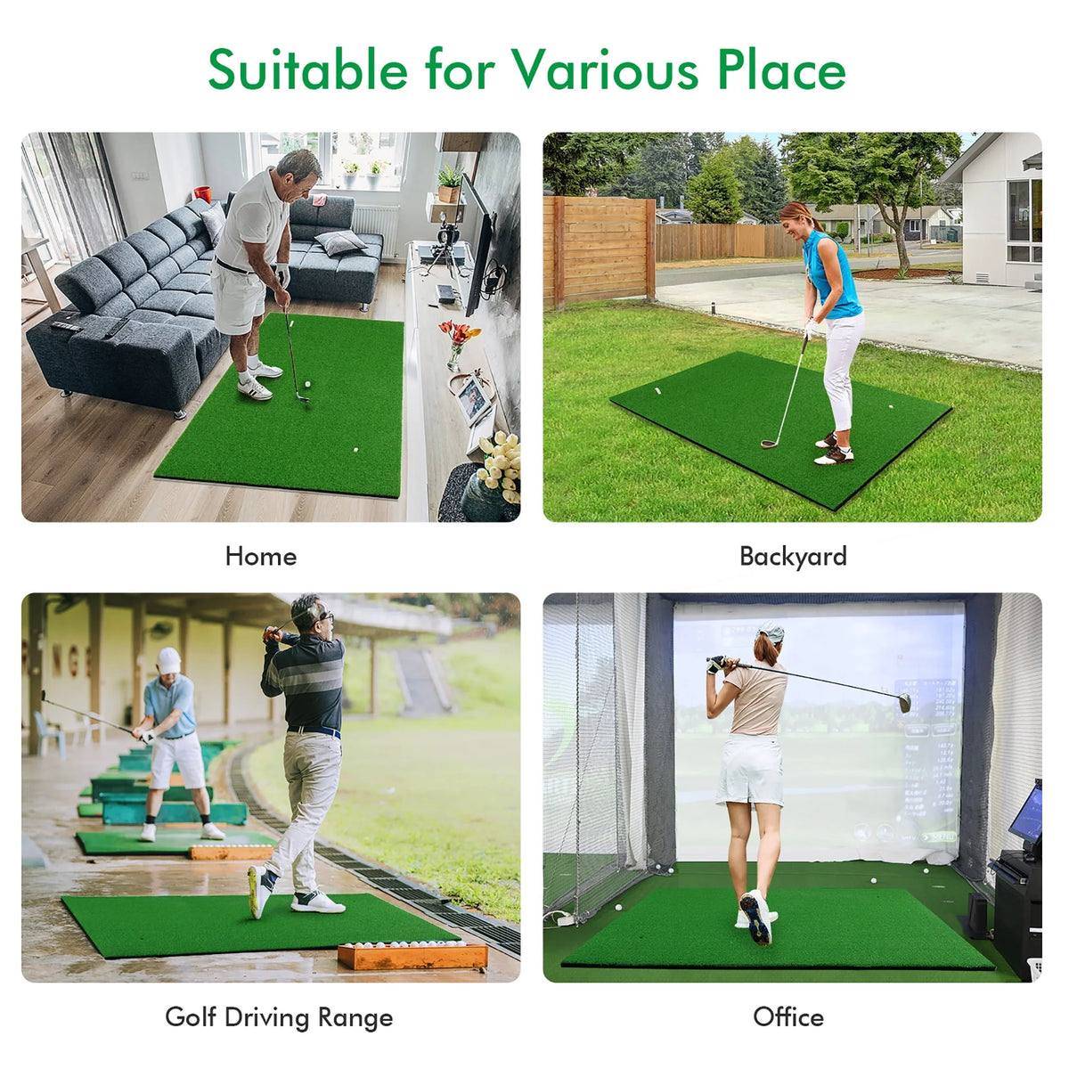 5' x 3' Golf Practice Mat with 3 Tees P436365