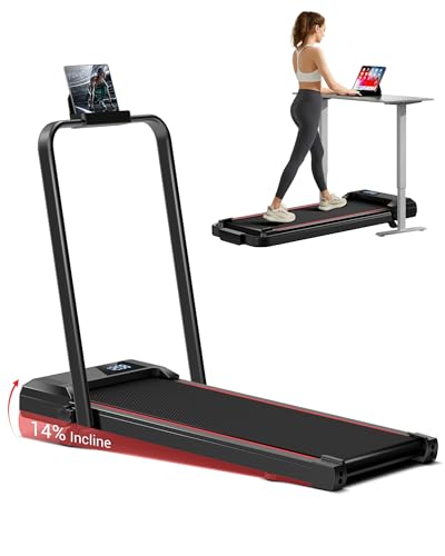 14% Incline Walking Pad Treadmill, 3-in-1 Portable Folding Treadmill with 2.5 HP Quiet Brushless W537145