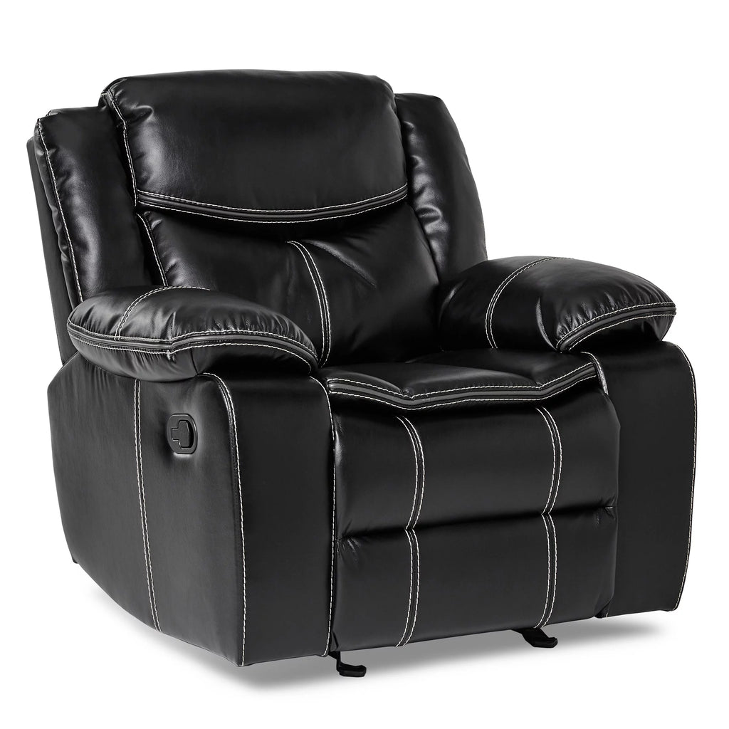 Black Faux Leather Upholstered Reclining Chair J960209
